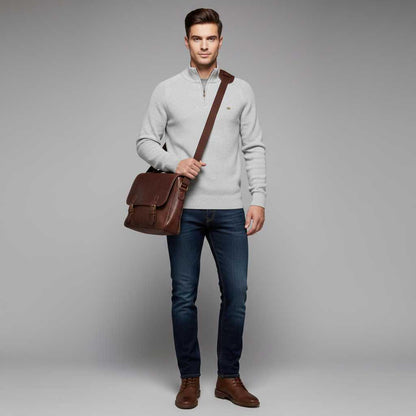 Men's Black Half-Zip Jumper | Slim Fit Knitwear