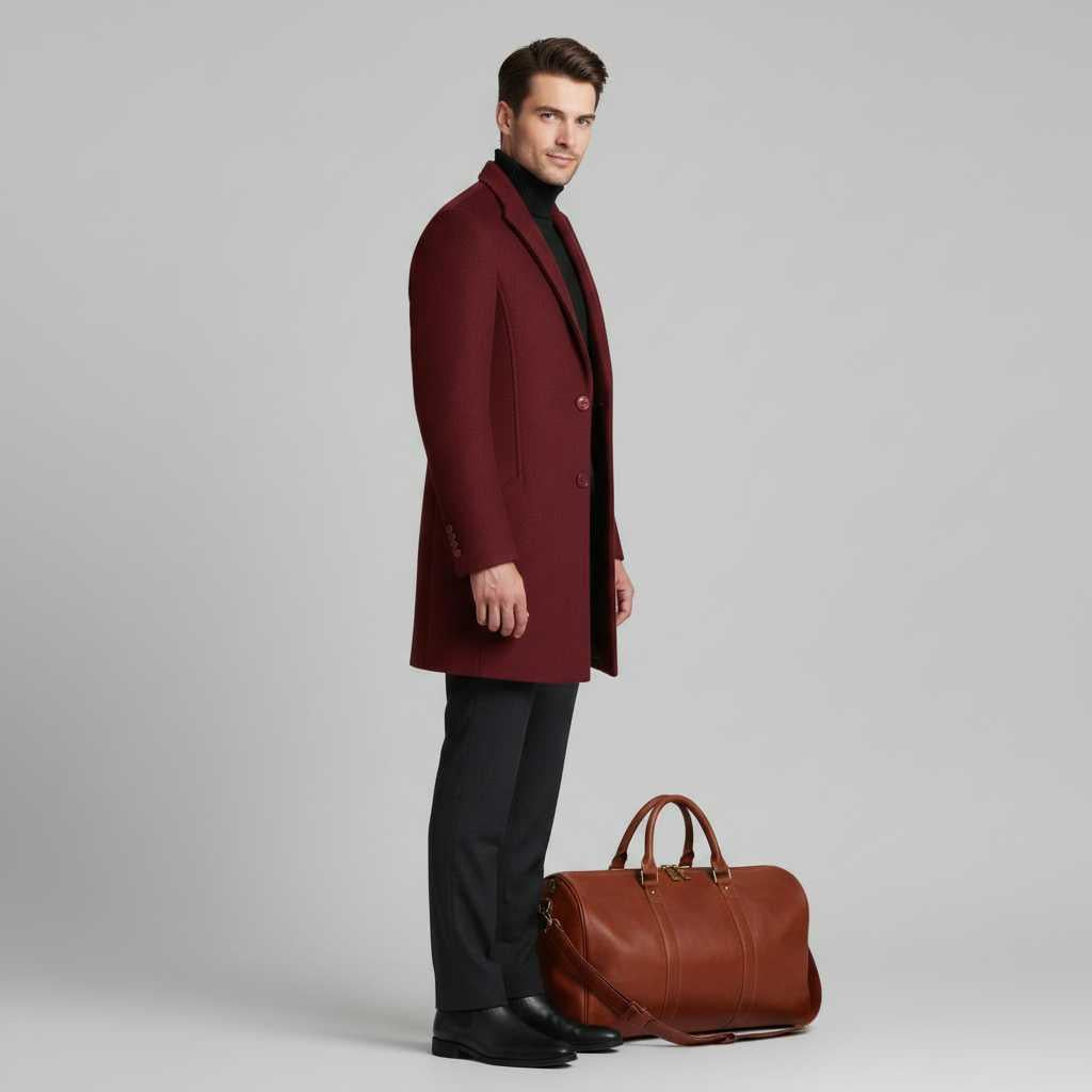 Men's Long Coat | Notched Lapel Overcoat
