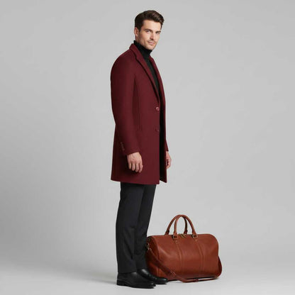 Men's Long Coat | Notched Lapel Overcoat