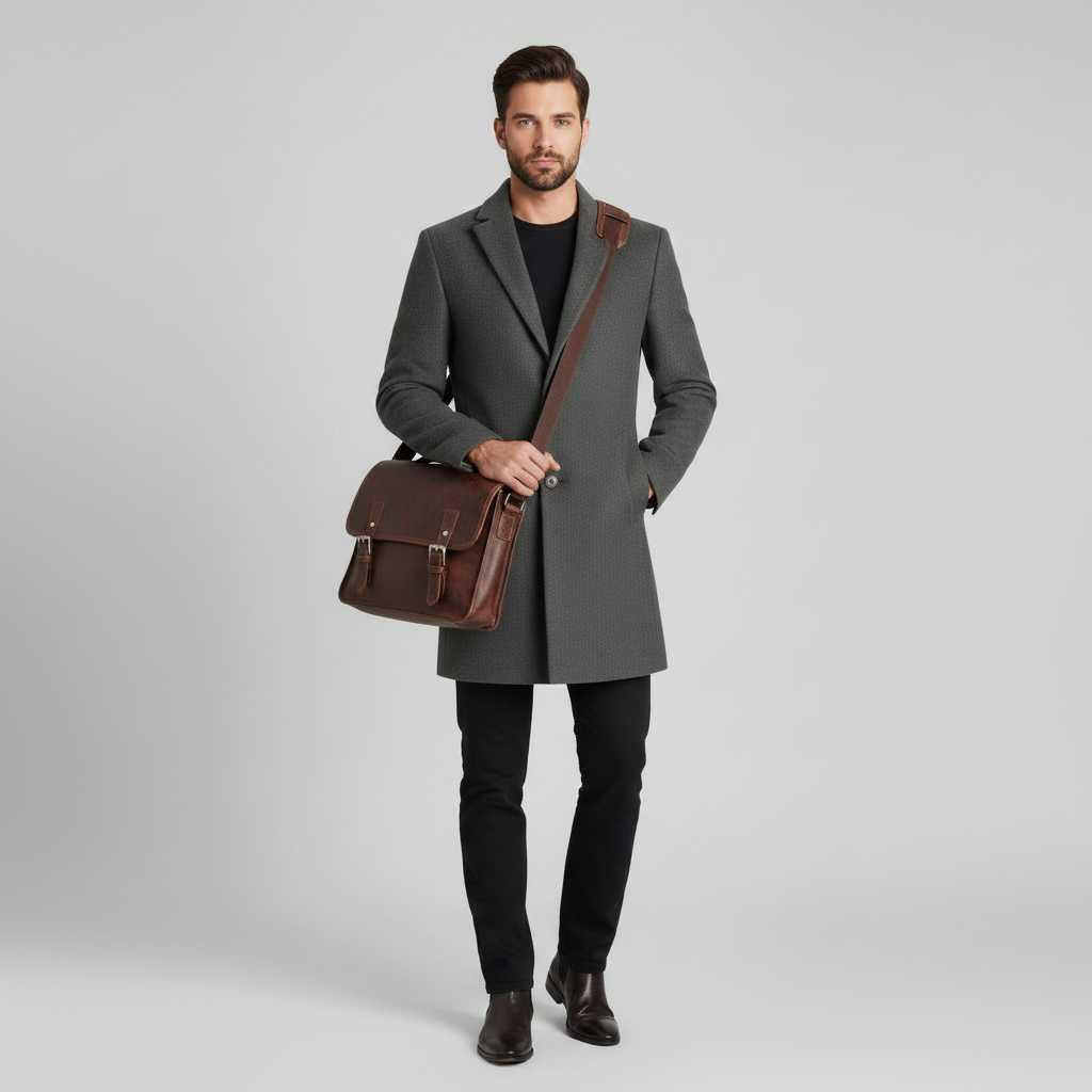 Men's Long Coat | Notched Lapel Overcoat