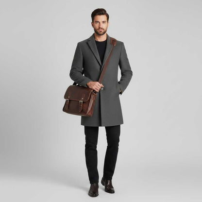 Men's Long Coat | Notched Lapel Overcoat