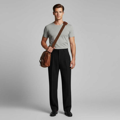Men's Straight Fit Pleated Trousers | Formal Pants