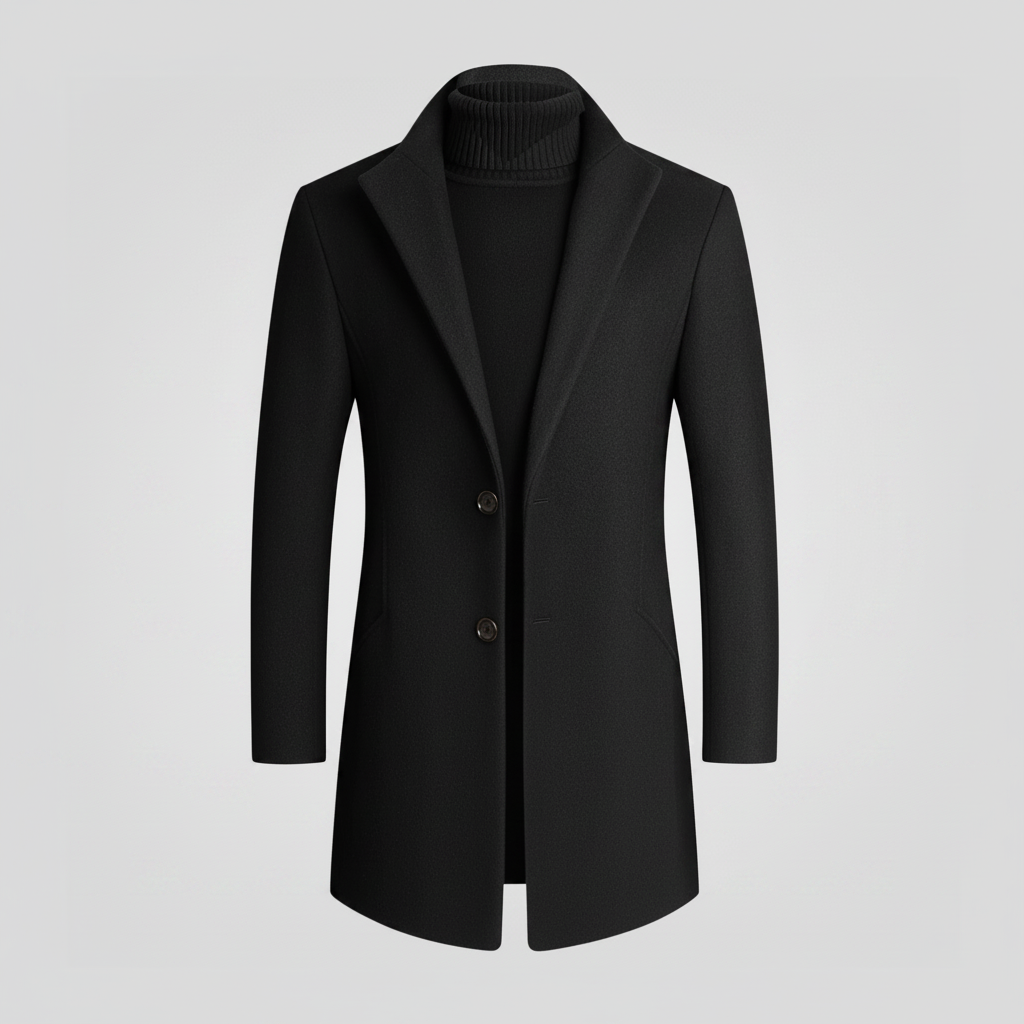 Men's Long Coat | Notched Lapel Overcoat 0