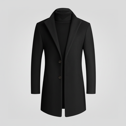 Men's Long Coat | Notched Lapel Overcoat 0
