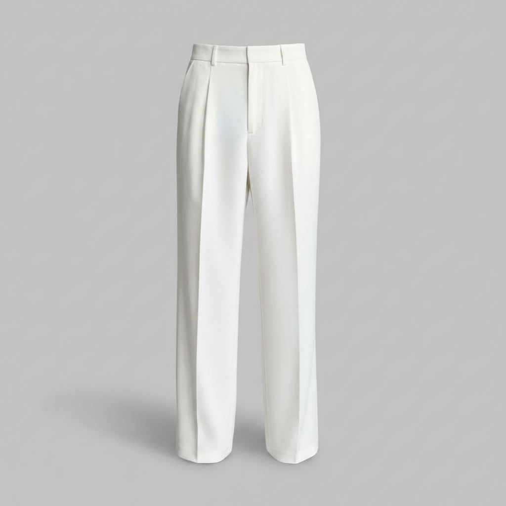 Men's Straight Fit Pleated Trousers | Formal Pants 0