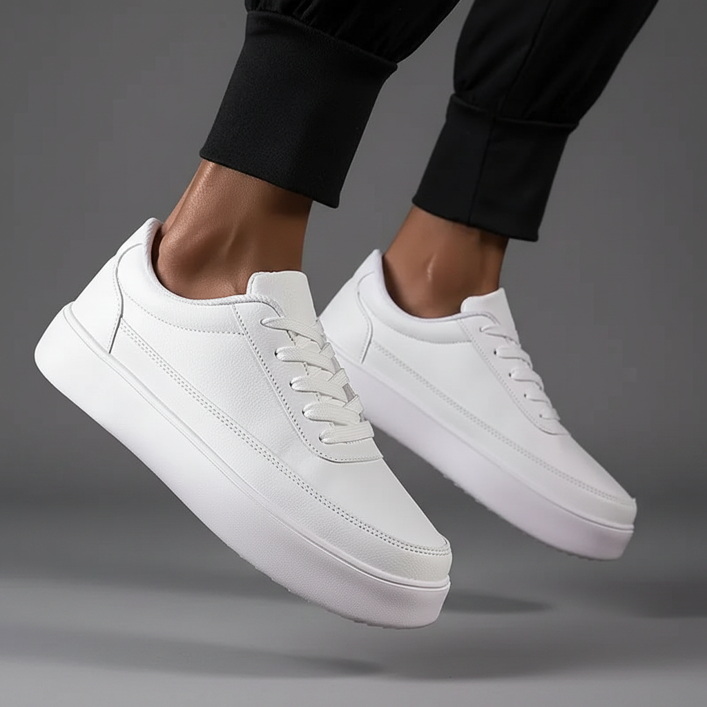 Men's White Platform Sneakers | Casual Trainers 1