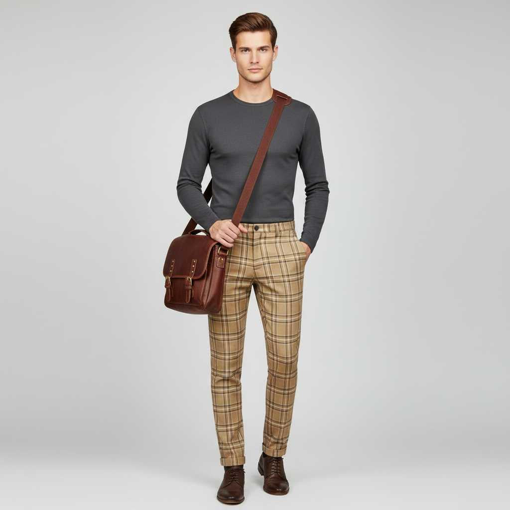 Sasha Checked Chino Pants | Men's Casual Trousers