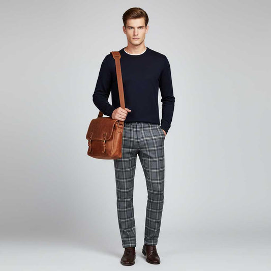 Sasha Checked Chino Pants | Men's Casual Trousers